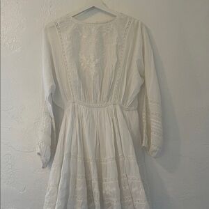 LoveShackFancy Ivory Fermin Vintage look with long Sleeve Mini Dress Size XSmall